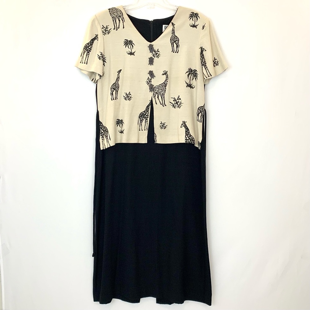 Vintage Dawn Joy long dress giraffe animal print